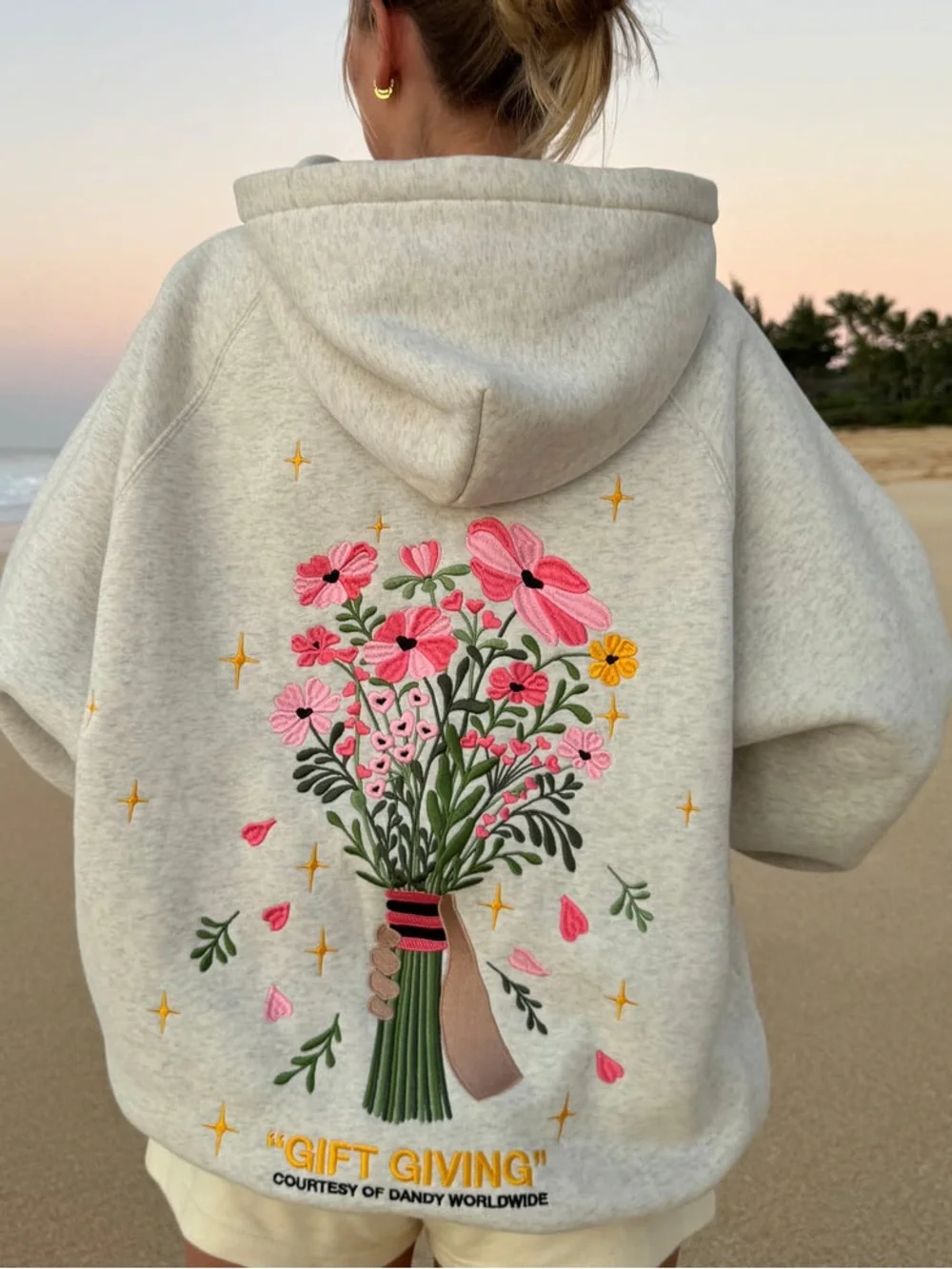 Dandy “Gift Giving" Oversized Lux Hoodie in Heather Gray womens size small - Picture 1 of 8